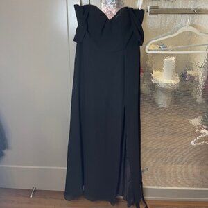 Black Off the Shoulder Floor Length Dress w/ Slit - Azazie
